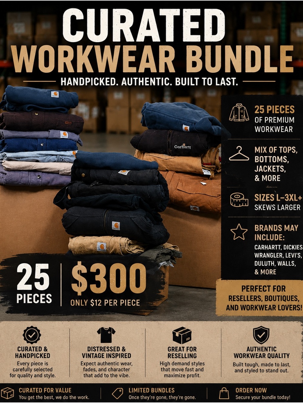 Curated Workwear Bundle Box 25pc Carhartt Distressed Utility Streetwear Y2K Mix
